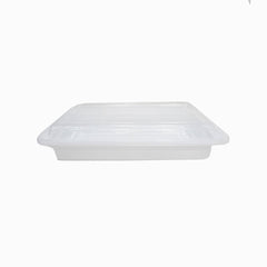 Microwave Container Rectangle White With Lid 1X150 Pieces