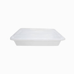 Microwave Container Rectangle White With Lid 1X150 Pieces