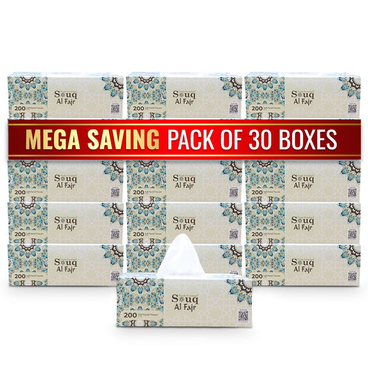 Souq Al Fajr Facial Tissue 200 Sheet 1 Ply Pack 30 Pieces - Your One Stop Solution UAE