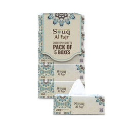 Souq Al Fajr Facial Tissue 200 Sheet 1 Ply Pack 5 Pieces - Your One Stop Solution UAE