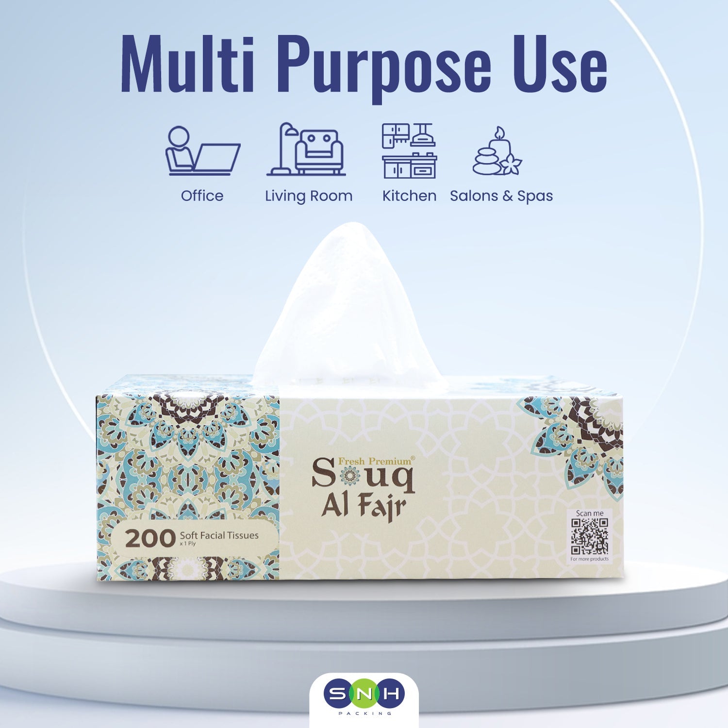 Souq Al Fajr Facial Tissue 200 Sheet 1 Ply Pack 30 Pieces - Your One Stop Solution UAE