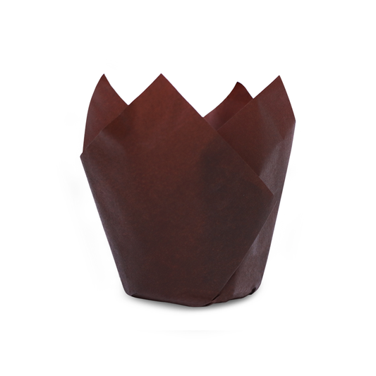 Brown Tulip Muffin Cups | Bakery & Disposable Packaging | 100 PCS