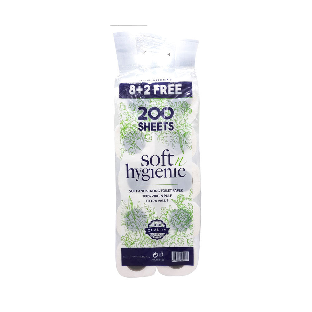 Soft N Hygienic Toilet Roll 200 Sheets 10X10 Pieces - Your One Stop Solution UAE
