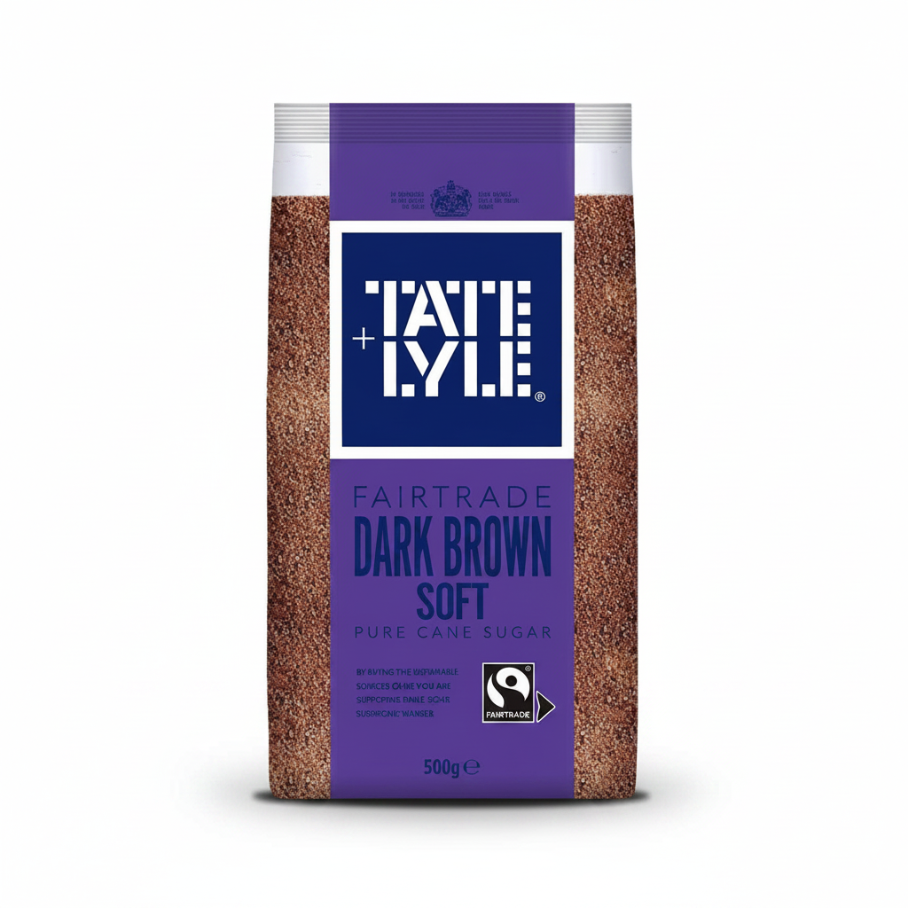 Tate & Lyle Fairtrade Dark Brown Soft sugar package on a white background