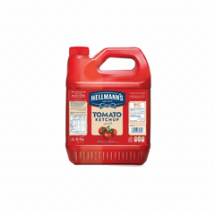 Red Hellmann's Tomato Ketchup bottle on a white background