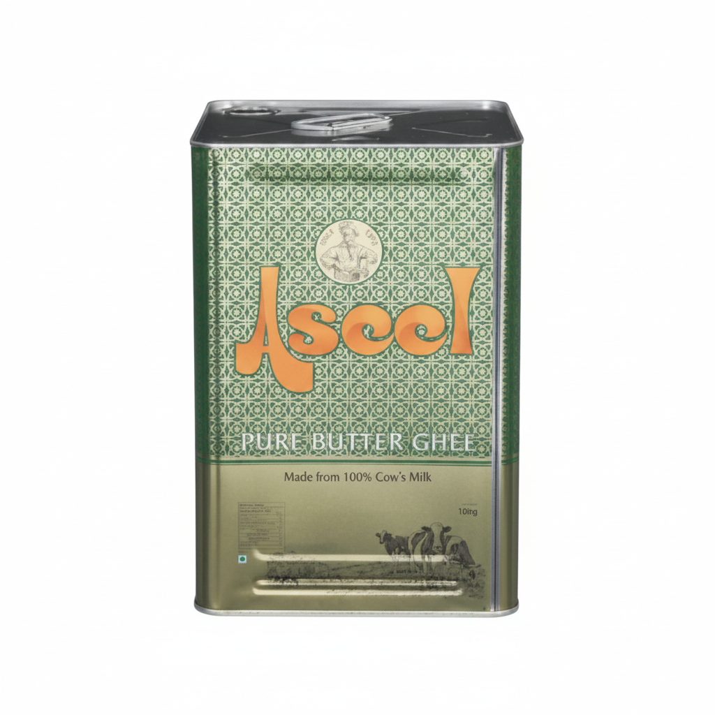 Aseel pure butter ghee packaging on a white background