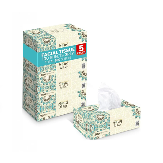 Souq Al Fajr Facial Tissue 200 Sheets 5 BXS PKT