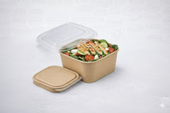 Square Brown Salad Bowl with Lid