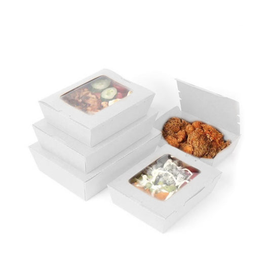 Kraft LuKraft Lunch Box with Window – Brown & White | 1x200 PCS | Eco-Friendly Packaging