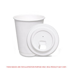 White Double Wall Paper Cups with Bagasse Lids