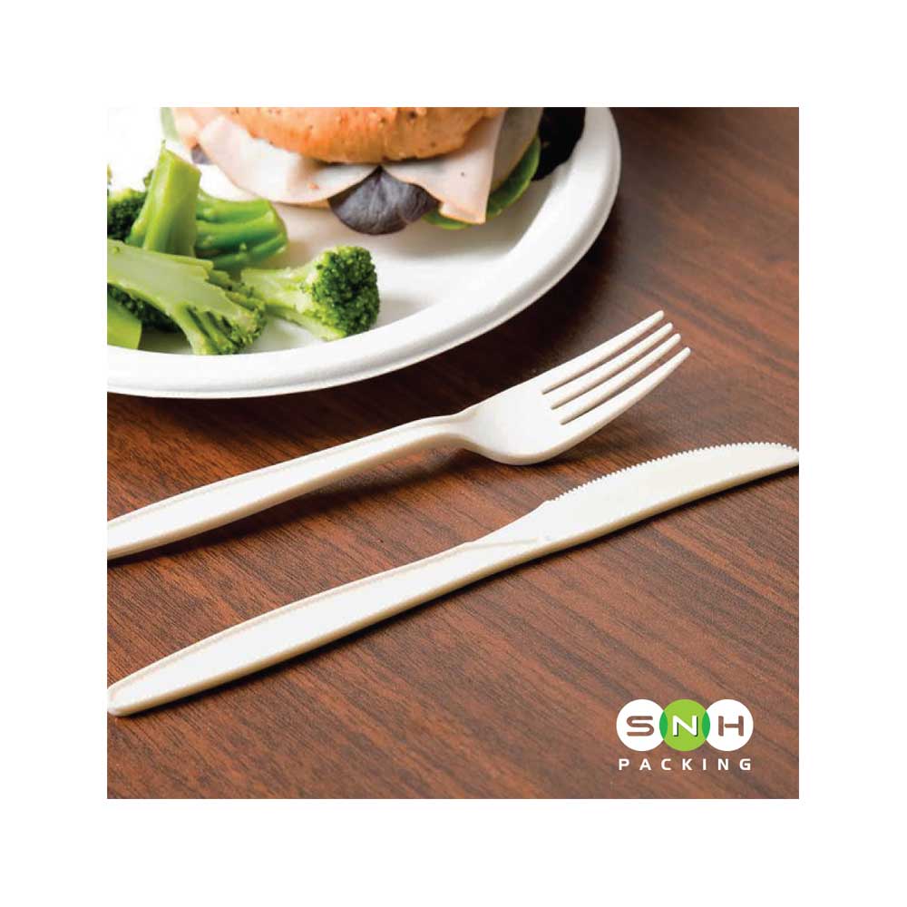 PLA White Cutlery Set Fork Spoon Knife With Napkin - Your One Stop Solution UAE
