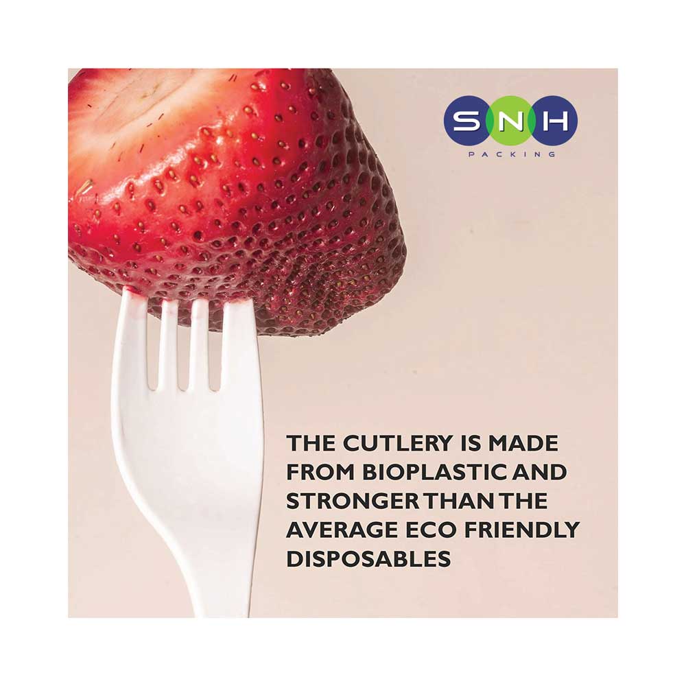 PLA White Cutlery Set Fork Spoon Knife With Napkin - Your One Stop Solution UAE