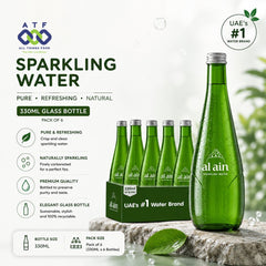 Al Ain Sparkling Water Glass Bottle 330ML Pack of 6 - SNH Packing