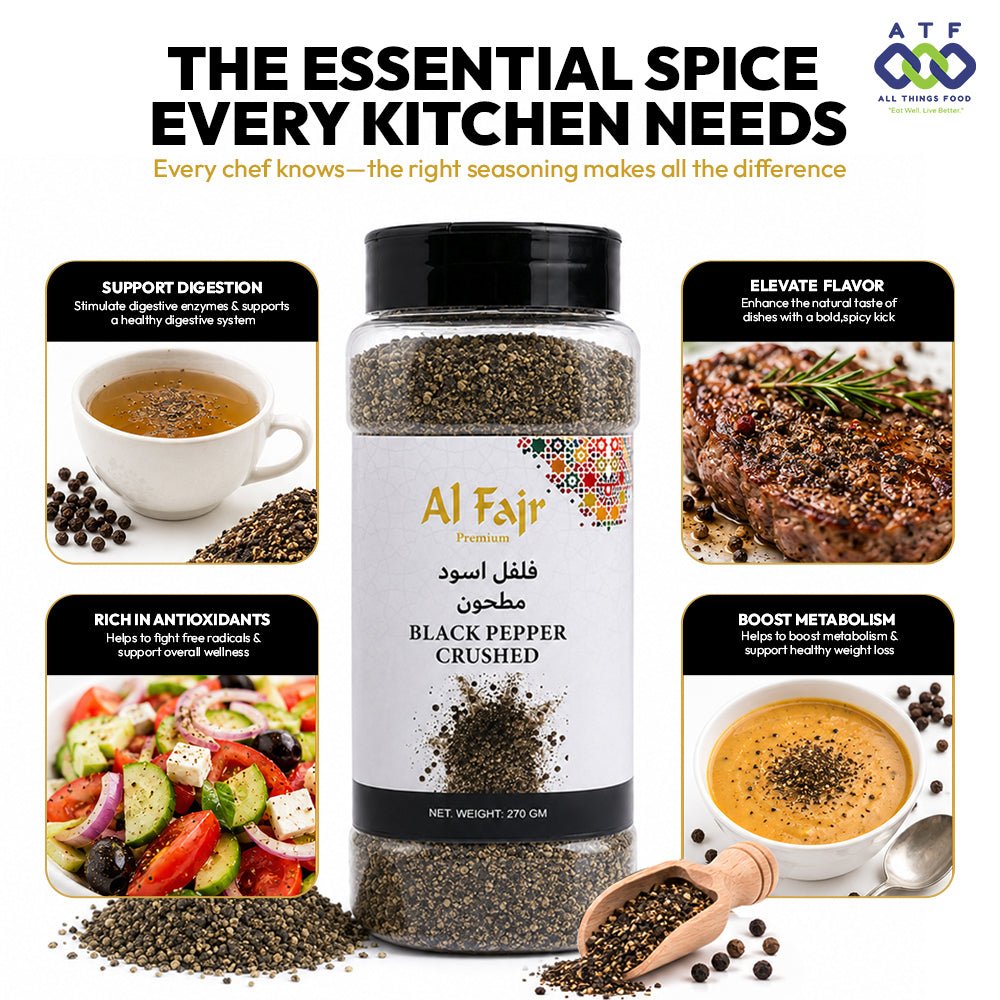 Al Fajr Crushed Black Pepper 270G Premium Cracked Pepper Spice - SNH Packing