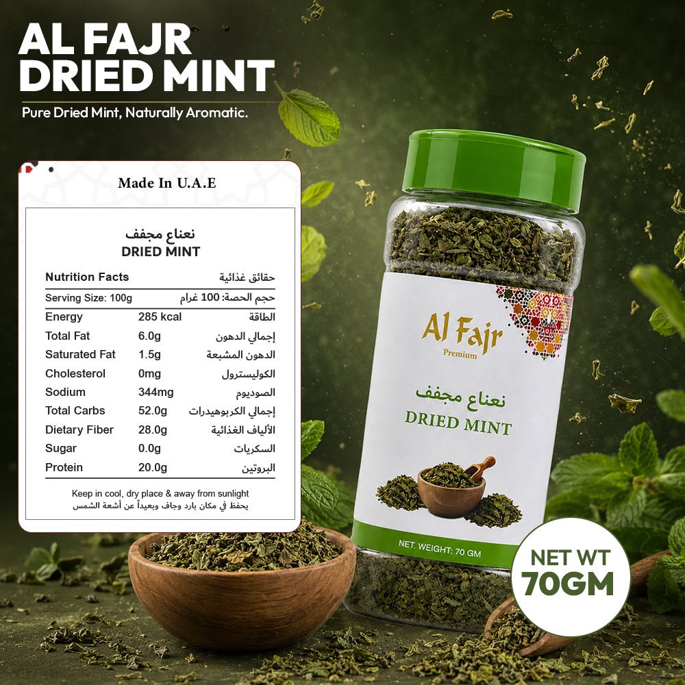 Al Fajr Dried Mint 70g Aromatic Mint Herb for Cooking - SNH Packing