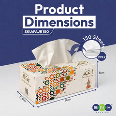 Al Fajr Facial Tissue 150 Sheets 2 Ply Soft Strong 5 Boxes - SNH Packing