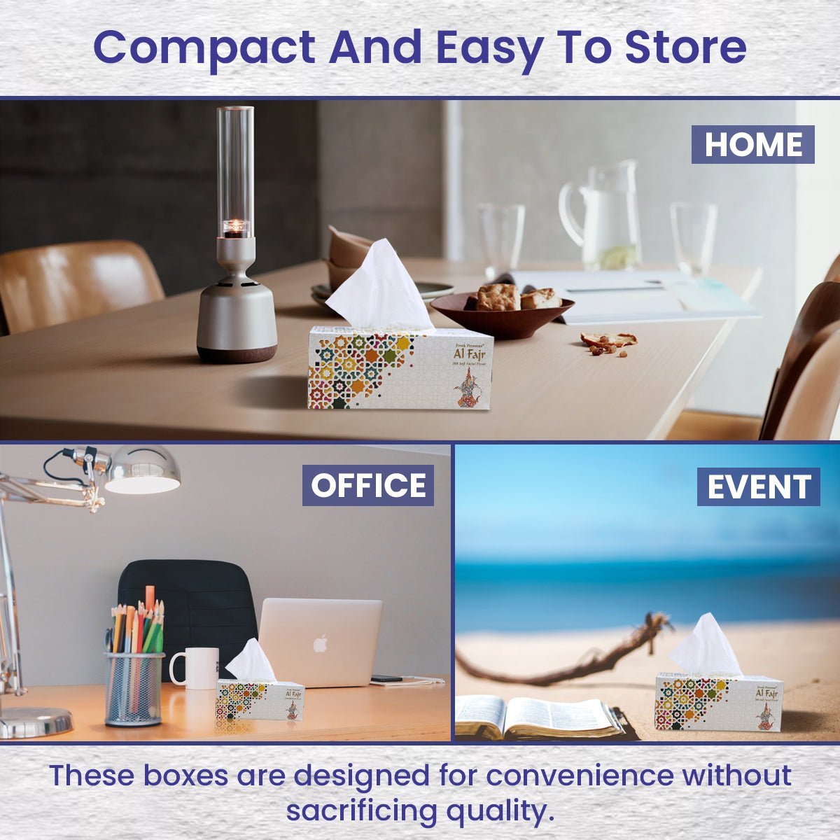 Al Fajr Facial Tissue – 200 Sheets | 2 - Ply Soft & Strong | Buy 8 Get 2 Free - SNH Packing