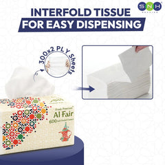 Al Fajr Nylon Facial Tissue 600 Sheets 2 Ply 5 Boxes - SNH Packing