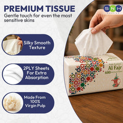 Al Fajr Nylon Facial Tissue 600 Sheets 2 Ply 5 Boxes - SNH Packing