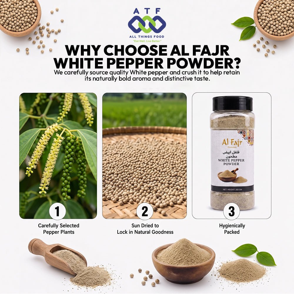 Al Fajr White Pepper Powder 300g Ground White Pepper Spice - SNH Packing