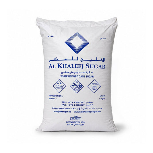 Al Khaleej Refined White Cane Sugar 50kg Bulk Bag - SNH Packing