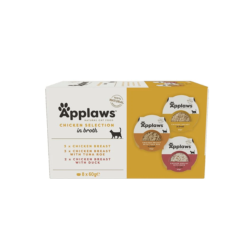 Applaws Chicken Selection in Broth Adult Wet Cat Food 8 x 60g Pot - SNH Packing