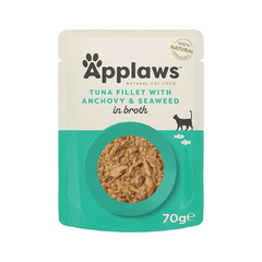 Applaws Tuna with Anchovy & Seaweed in Broth Wet Cat Food 70g Pouch - SNH Packing