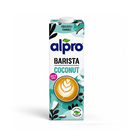 Alpro Barista Coconut plant-based milk carton.