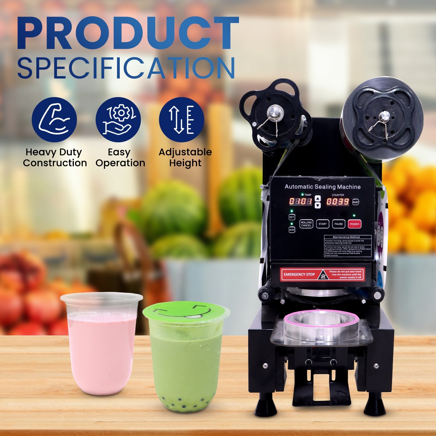 Automatic PP Cup Sealing Machine | Commercial Bubble Tea & Juice Cup Sealer | Food Packaging Equipment - SNH Packing