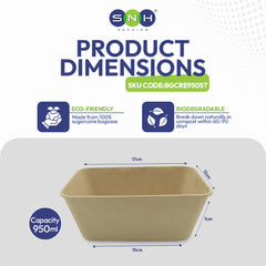 SNH bagasse ST950 950ml biodegradable takeaway container UAE
