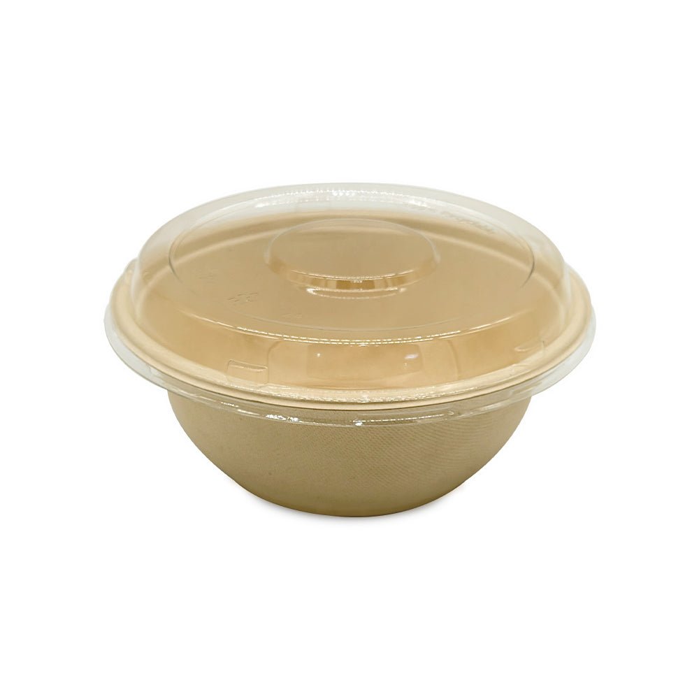 Bagasse Round Bowls with PET Lids 550ml 700ml 1000ml - SNH Packing