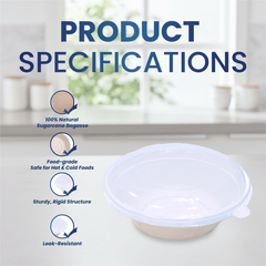 Bagasse Round Containers with Lids | Eco - Friendly - SNH Packing