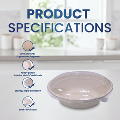 Bagasse Round Containers with Lids | Eco - Friendly - SNH Packing
