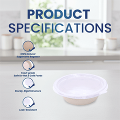 Bagasse Round Containers with Lids | Eco - Friendly - SNH Packing