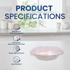 Bagasse Round Containers with Lids | Eco - Friendly - SNH Packing