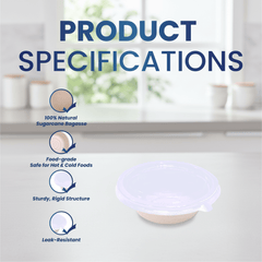 Bagasse Round Containers with Lids | Eco - Friendly - SNH Packing