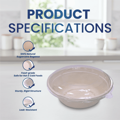 Bagasse Round Containers with Lids | Eco - Friendly - SNH Packing