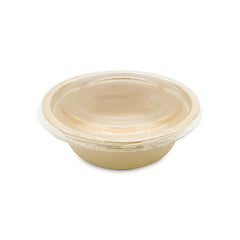 Bagasse Round Containers with PET PP Lids 12oz to 40oz - SNH Packing