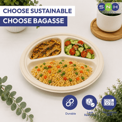 Bagasse Round Plates Eco Friendly Biodegradable - SNH Packing