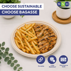Bagasse Round Plates Eco Friendly Biodegradable - SNH Packing