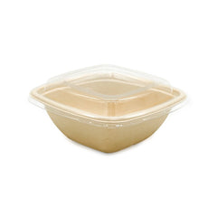 Bagasse Square Bowl Containers with PET Lid 350ML 500ML - SNH Packing