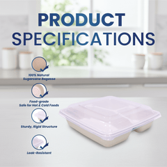 Bagasse Square Food Containers with Lids | Eco - Friendly Packaging - SNH Packing