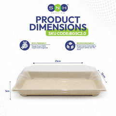 Bagasse Sushi Containers with PET Lids 0.1 to 2.0 - SNH Packing