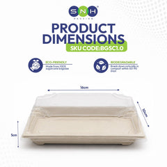 Bagasse Sushi Containers with PET Lids 0.1 to 2.0 - SNH Packing