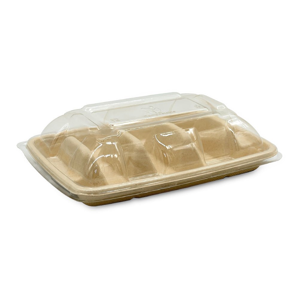 Bagasse Tacos Tray with PET Lid | Eco Friendly Food Packaging - SNH Packing