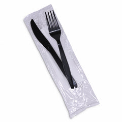 Black cutlery pack fork knife individually wrapped disposable set UAE