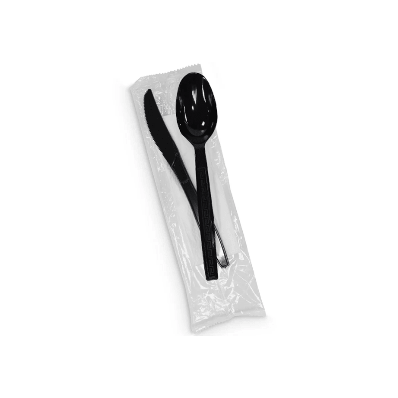 Black Cutlery Pack – Spoon & Knife | Disposable Tableware - SNH Packing