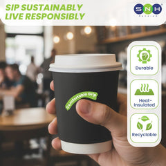 Black Double Wall Paper Cups with Bagasse Lids - SNH Packing