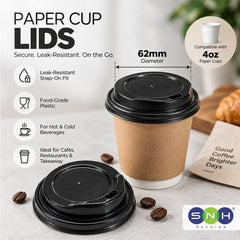 Black Paper Cup Lids 62 80 DIA for 4oz 8oz Cups - SNH Packing