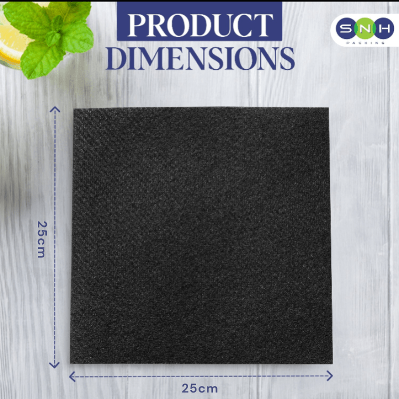 Black Paper Napkin 2 Ply 50 Pieces 25CM to 40CM - SNH Packing